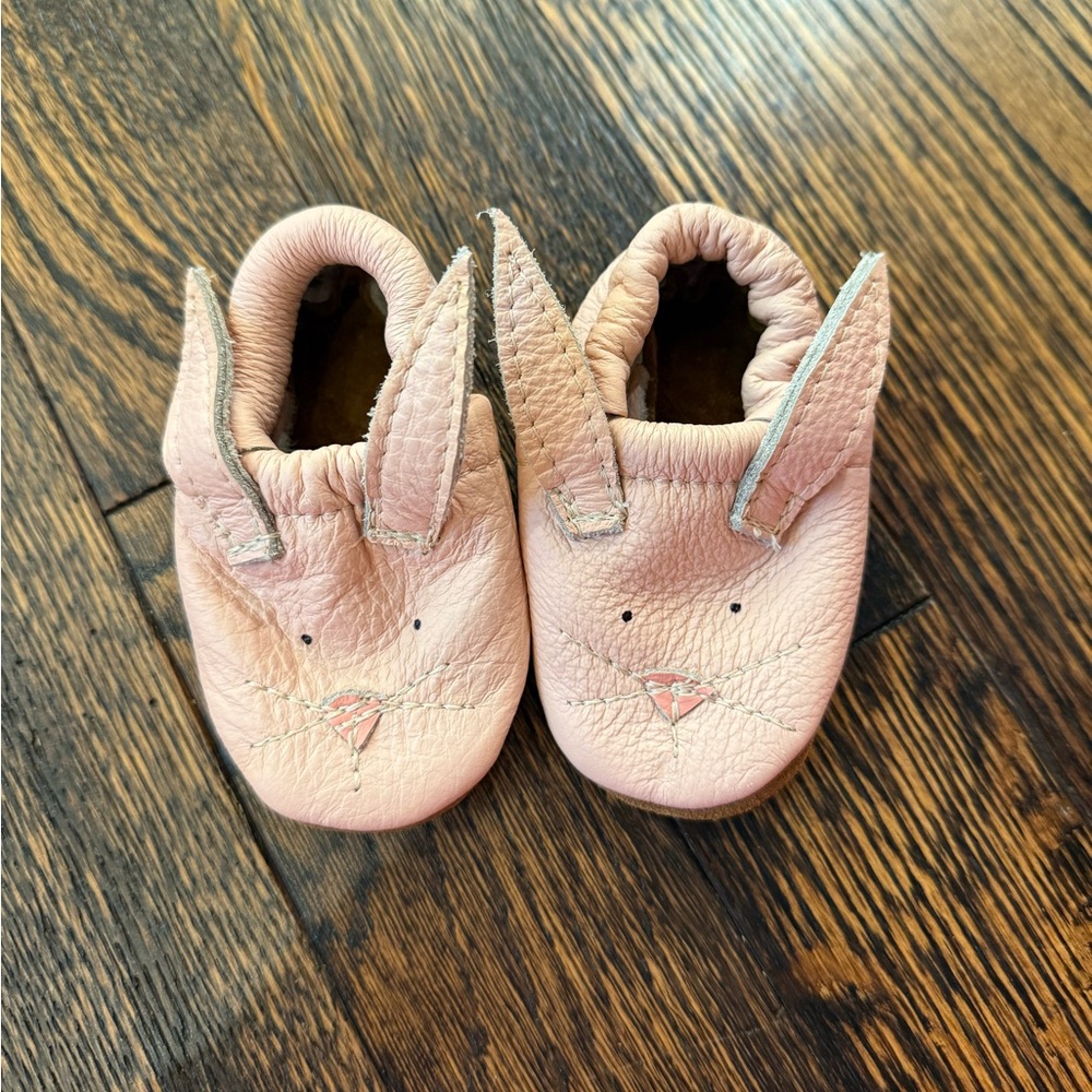 Starry Knight Design Baby Moccasins, Infant Size 2, Baby Girl Moccasins, Bunny